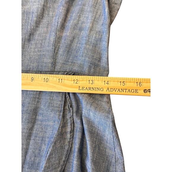 J.Crew Women's Size 2 Blue Chambray Dress Short Sleeve Ruffle Hem 100% Cotton - Picture 6 of 9